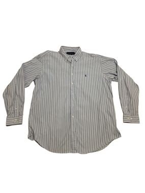 Ralph Lauren White and Blue Striped Button-Down Shirt